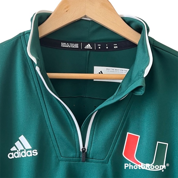 Adidas Green Miami Hurricanes Freelift Sport Raglan climalite Quarter-Zip Jacket - Picture 2 of 8